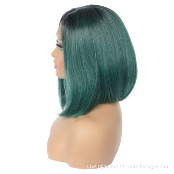 Wholesale vendors green straight premium fiber closure wigs blend cheap lowest price bob short synthetic wigs
